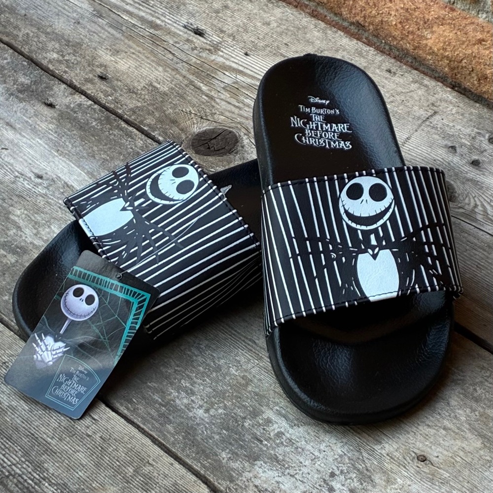NWT Disney Nightmare Before Christmas Jack Skellington Slides Sandals Size 8/9
